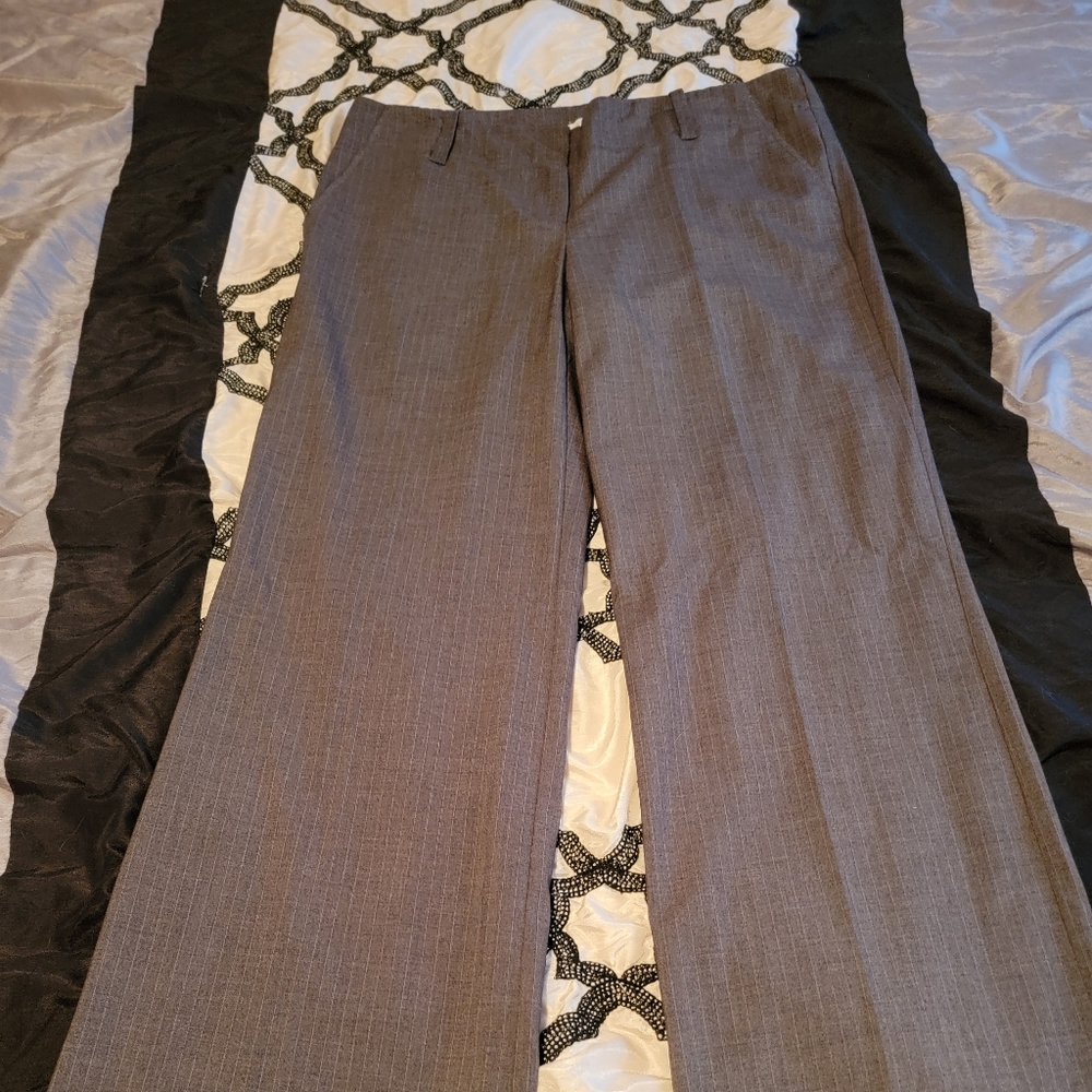 New York and Co. Sz 10 gray striped wide leg dress slacks